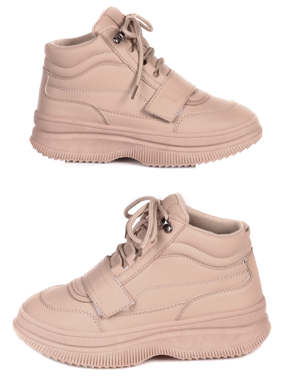 Ежедневни дамски боти на платформа в бежово 2U-21512 beige