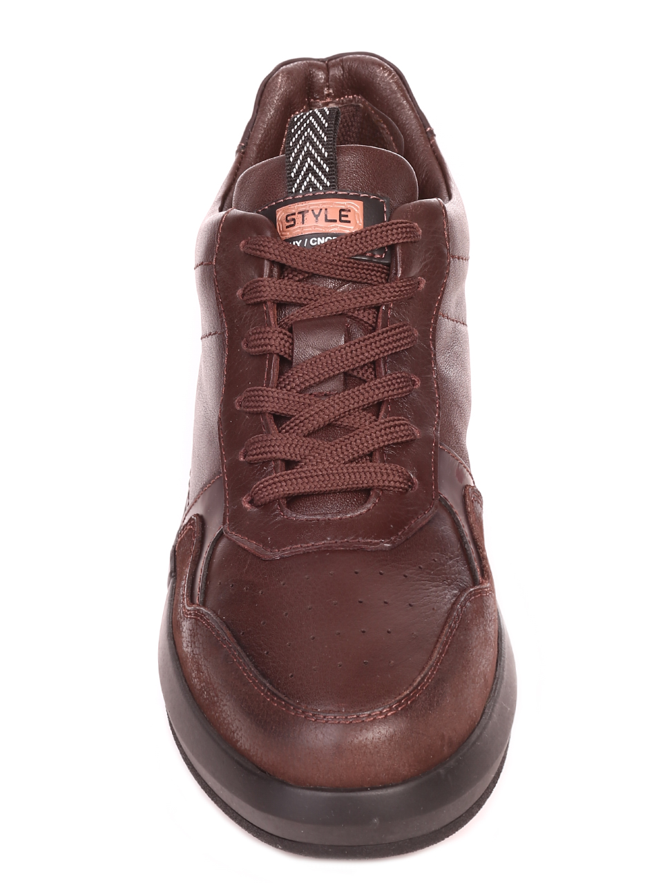 Ежедневни мъжки обувки от естествена кожа и естествен набук 7AT-21859 brown