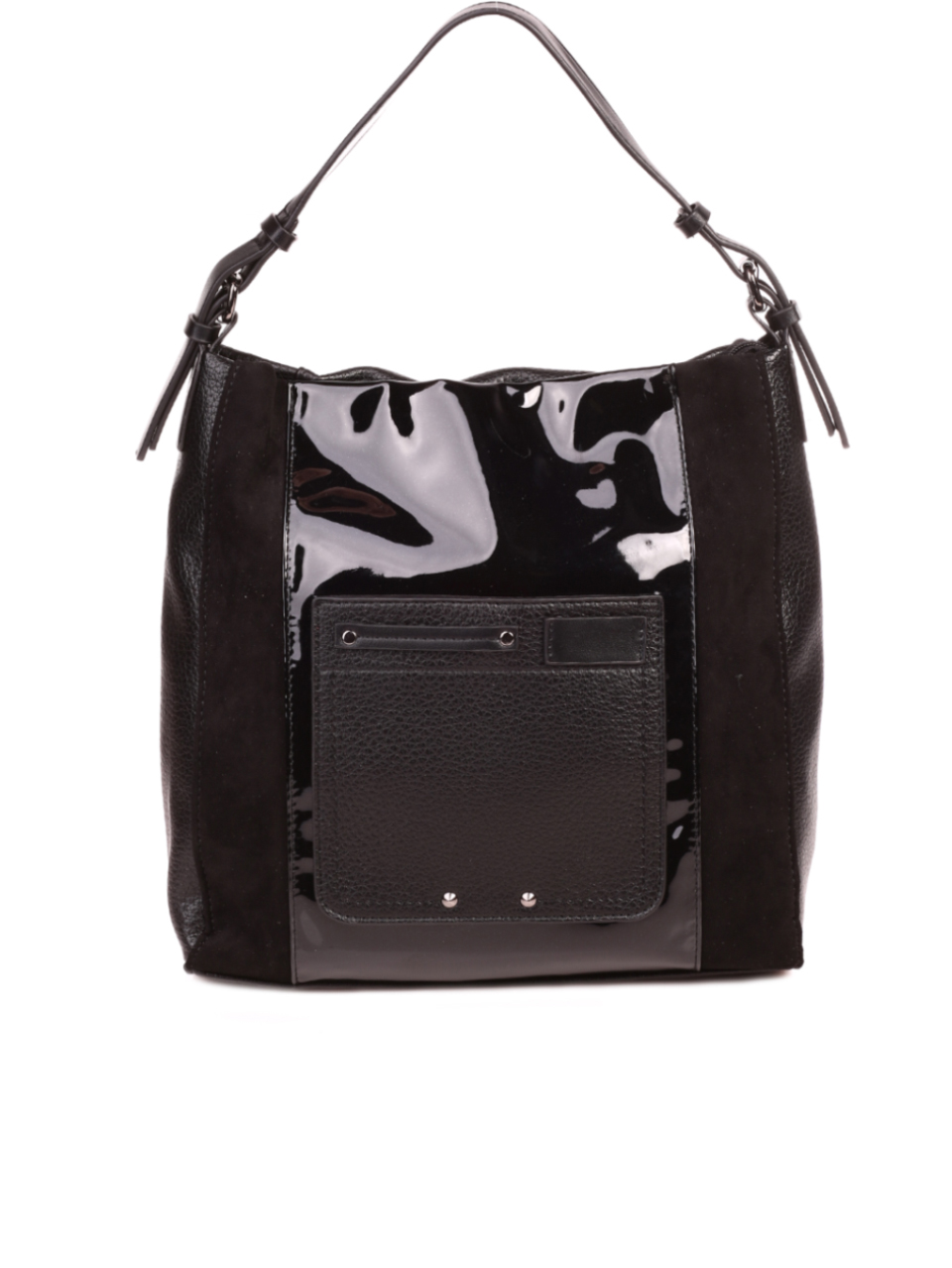 Ежедневна дамска чанта в черно 9Q-21651 black pu