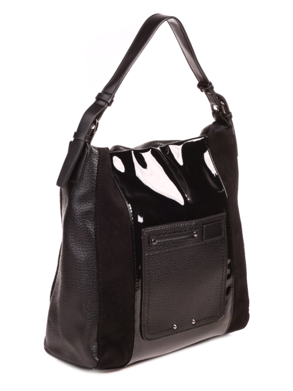 Ежедневна дамска чанта в черно 9Q-21651 black pu