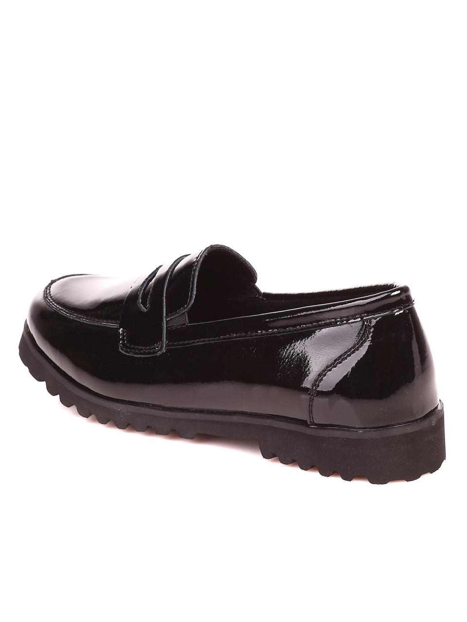 Дамски лачени мокасини в черно 3AF-21554 black leather
