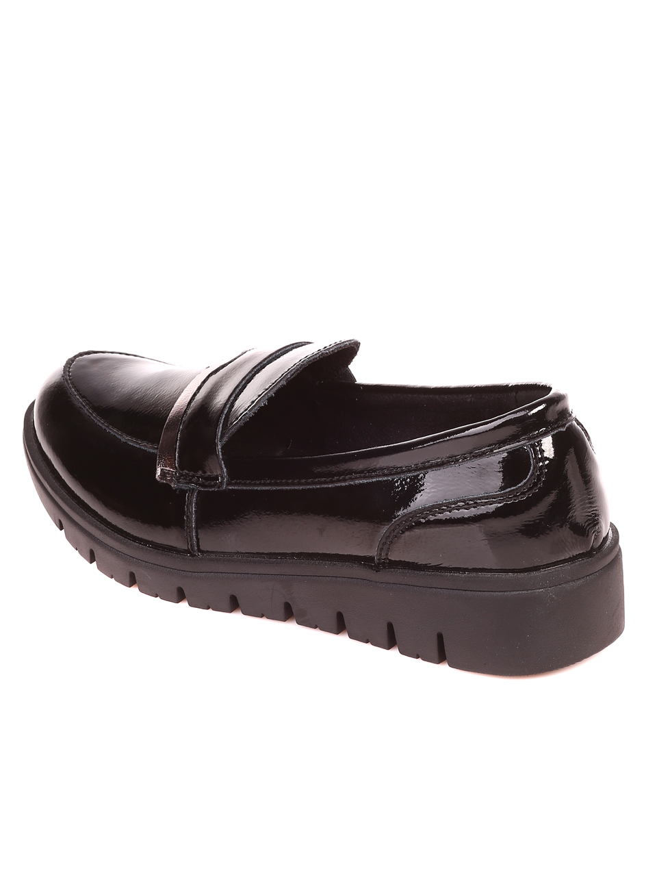 Дамски лачени мокасини в черно 3AF-21559 black 