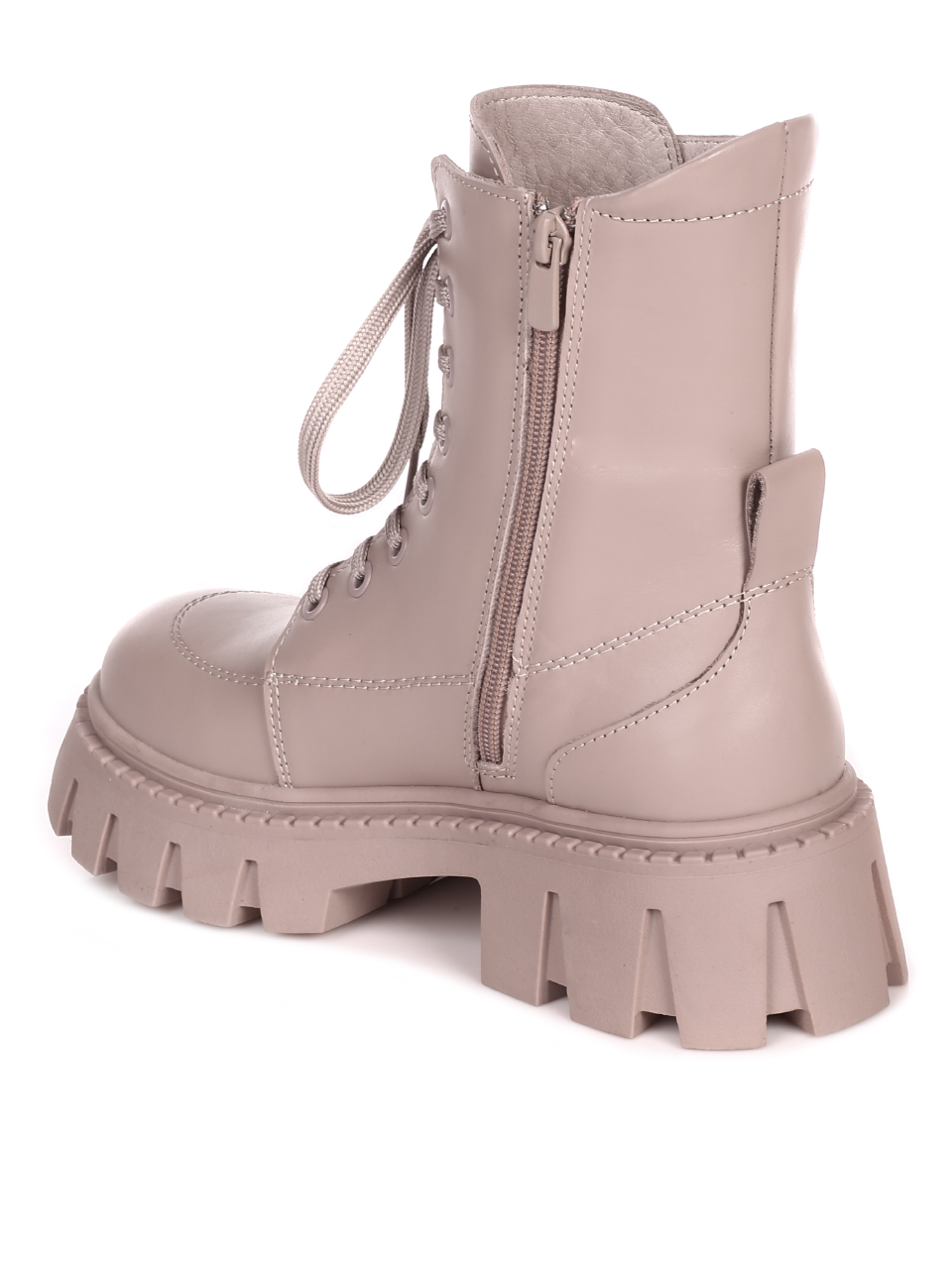 Ежедневни дамски боти от естествена кожа в бежово 2AT-21786 beige