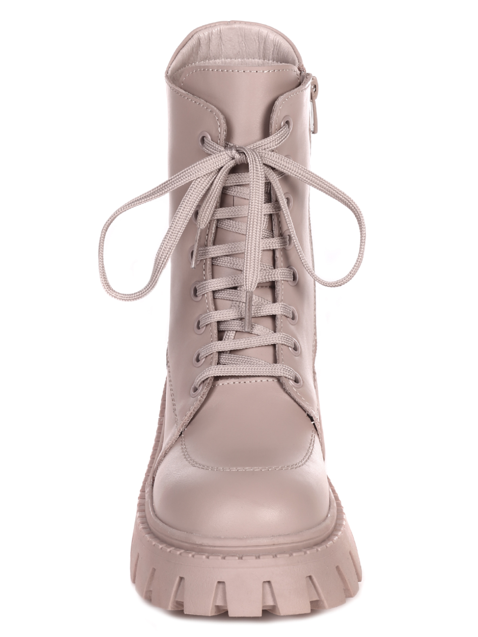 Ежедневни дамски боти от естествена кожа в бежово 2AT-21786 beige