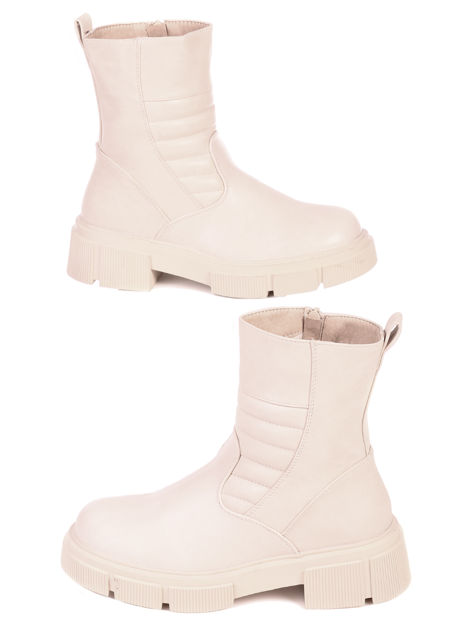 Ежедневни дамски боти в бежово 2R-21598 beige