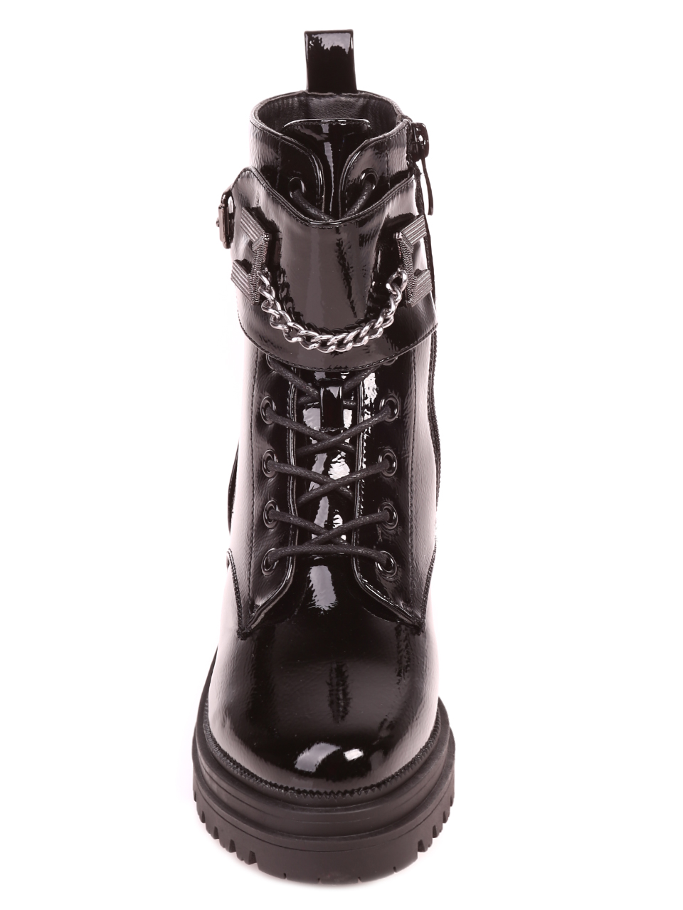 Ежедневни дамски лачени боти в черно 2R-21612 black patent