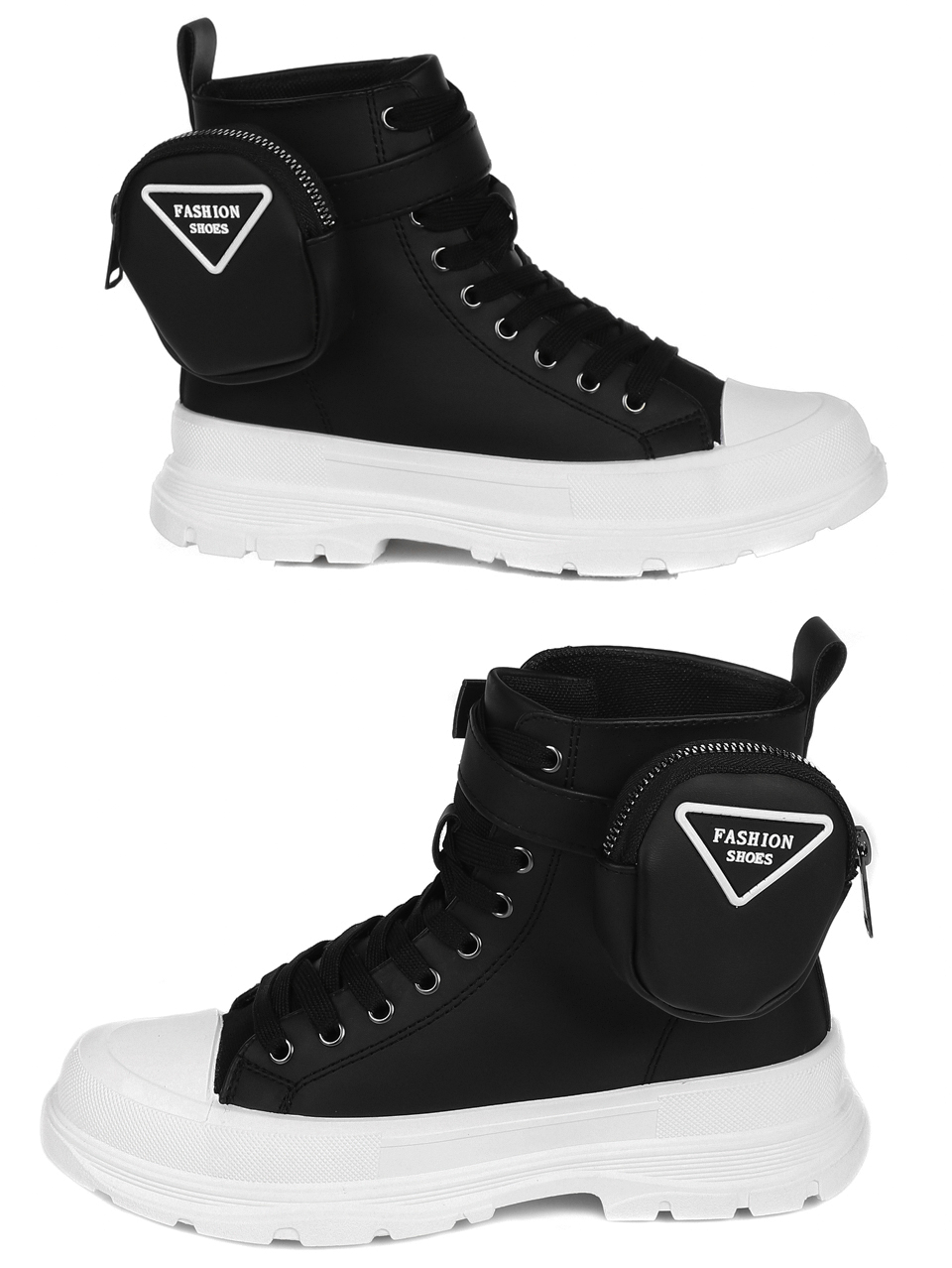 Ежедневни дамски боти в черно и бяло 2U-21502 black/white