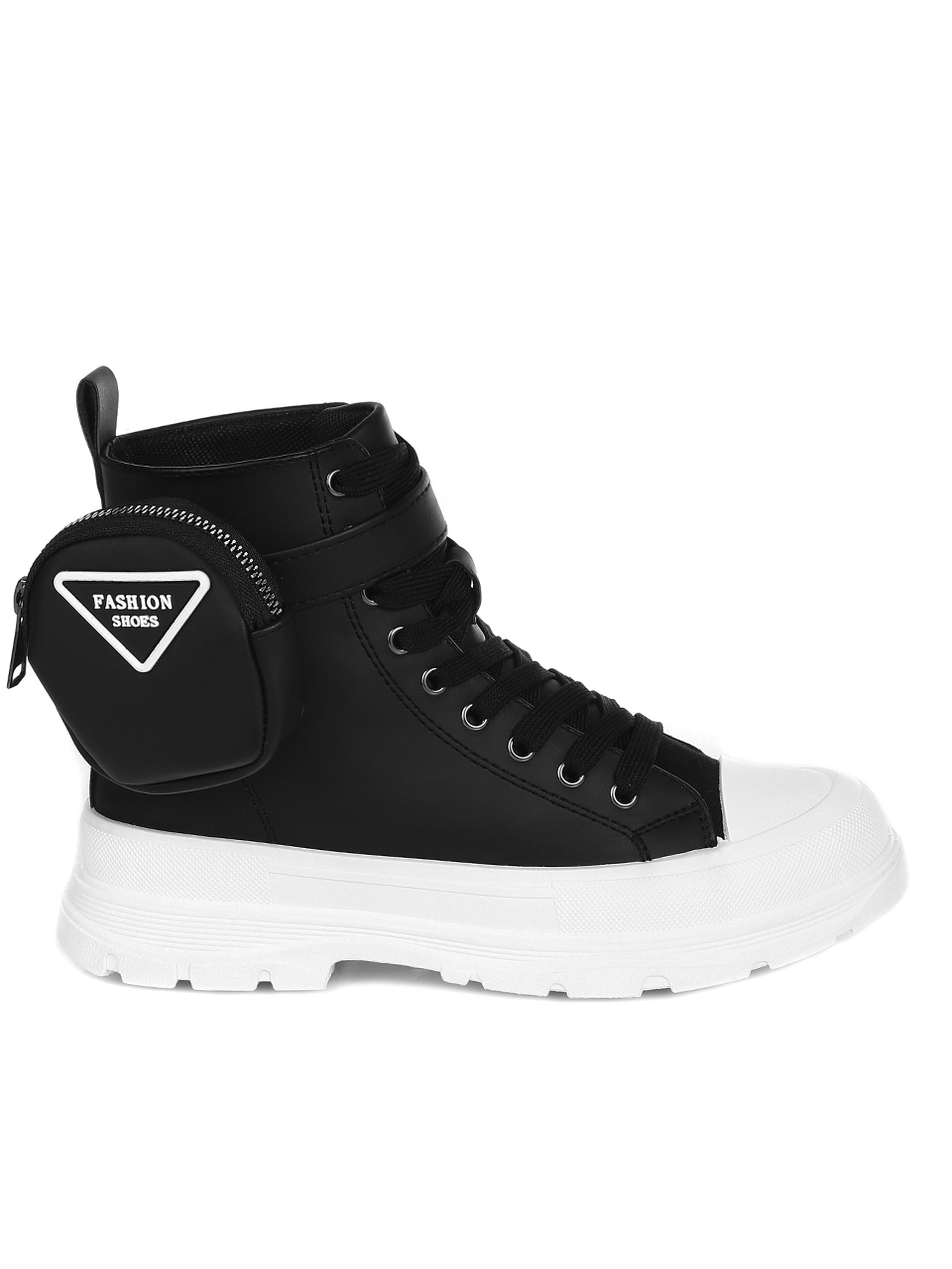 Ежедневни дамски боти в черно и бяло 2U-21502 black/white