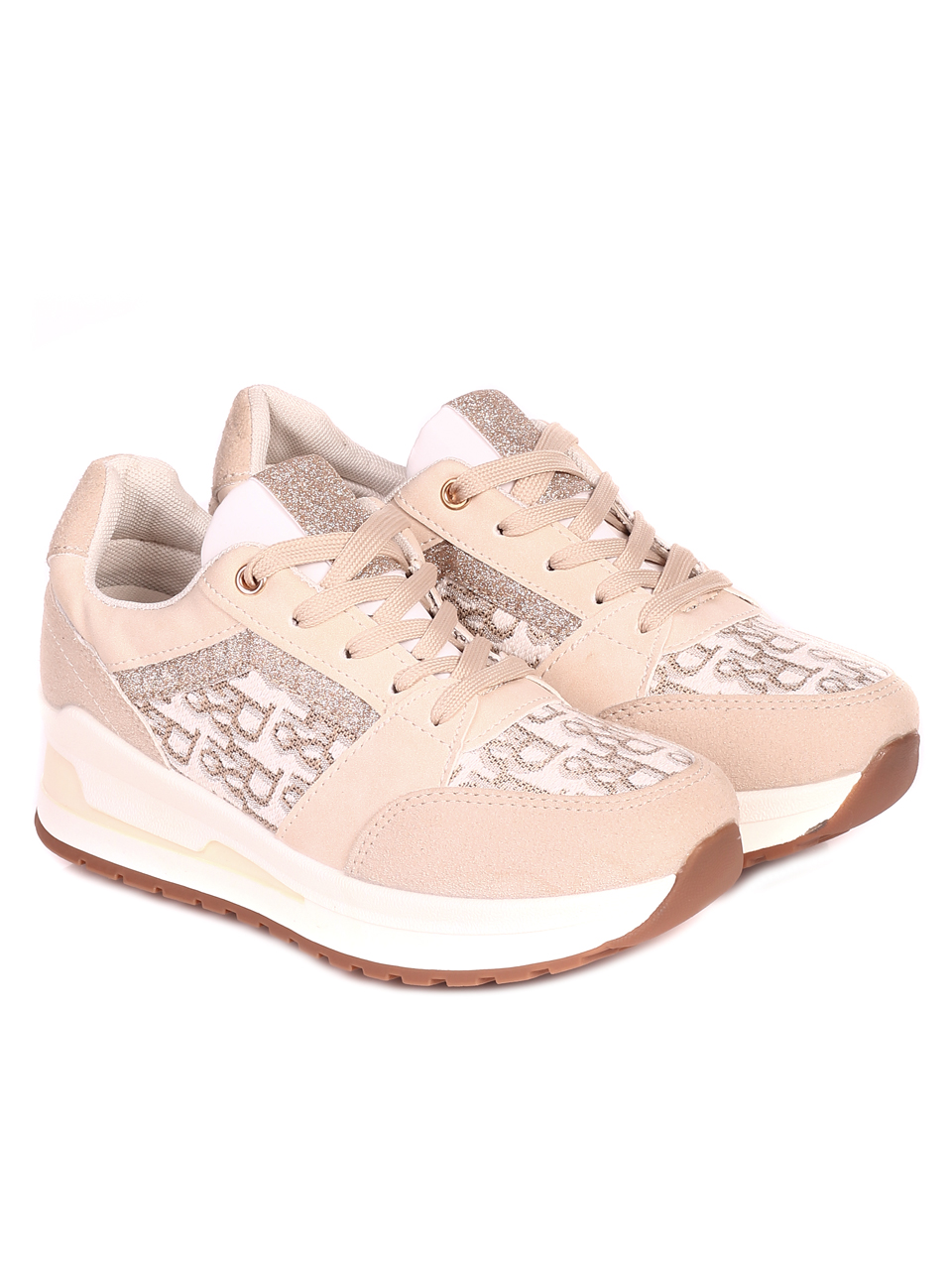 Ежедневни дамски обувки в бежово 3U-21508 beige