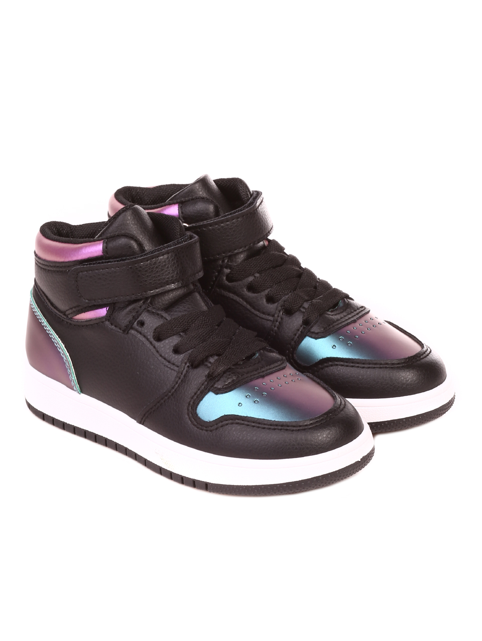 Ежедневни детски кецове в черно 19U-21524 black/fuchsia