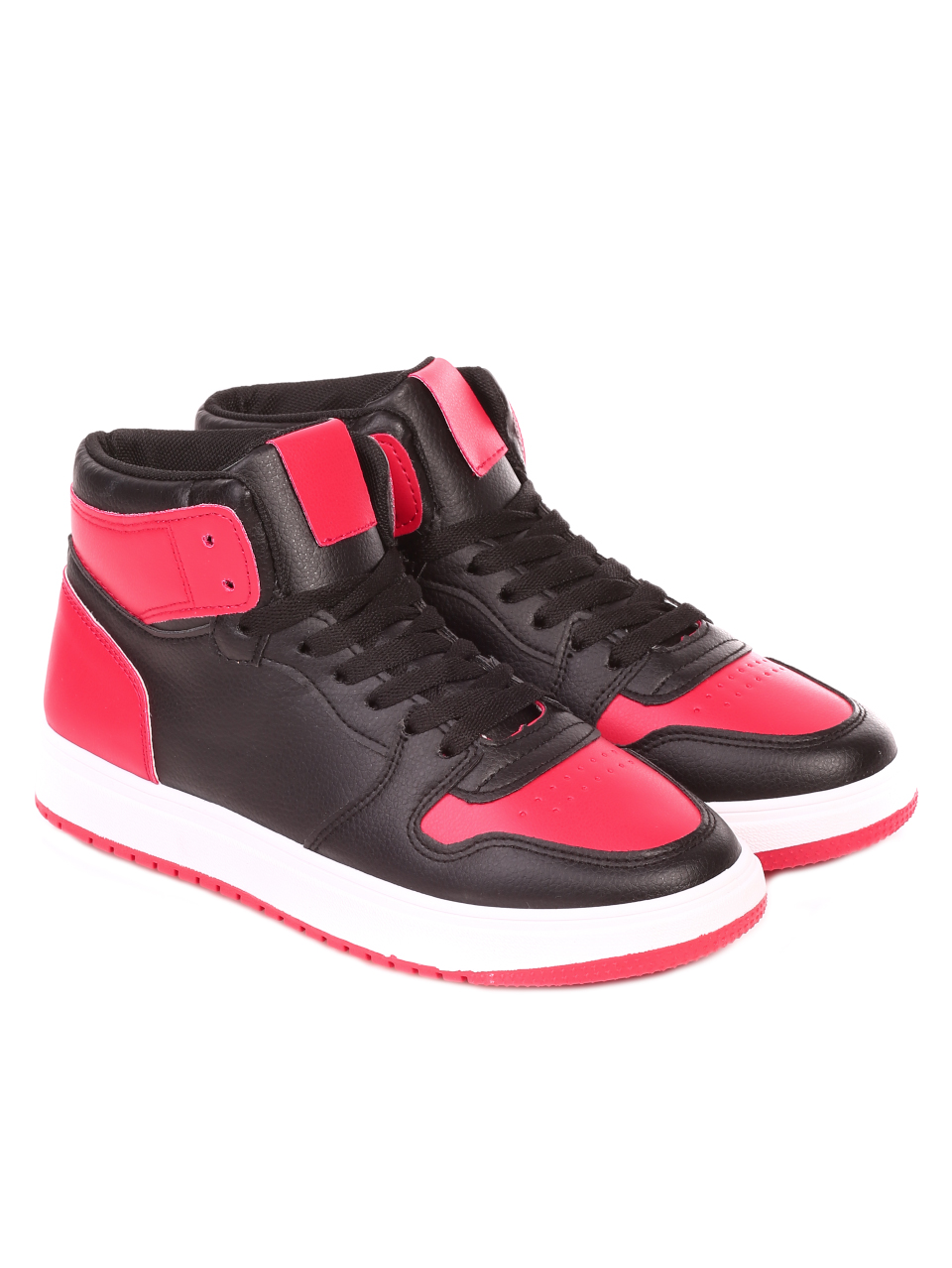 Ежедневни мъжки боти,тип кец, в черно и червено 6U-21520 black/red