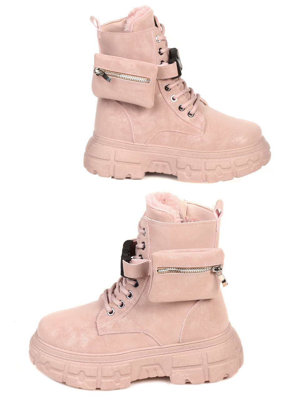 Ежедневни дамски боти в розово 2U-21708 pink