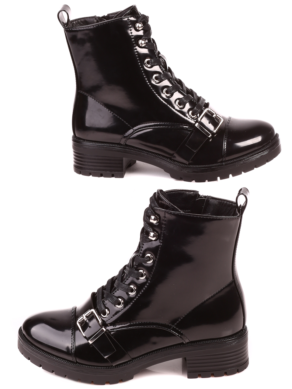 Дамски лачени боти в черно 2R-21602 black