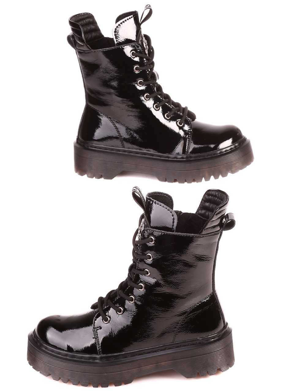 Дамски лачени боти в черно 2AF-21585 all black