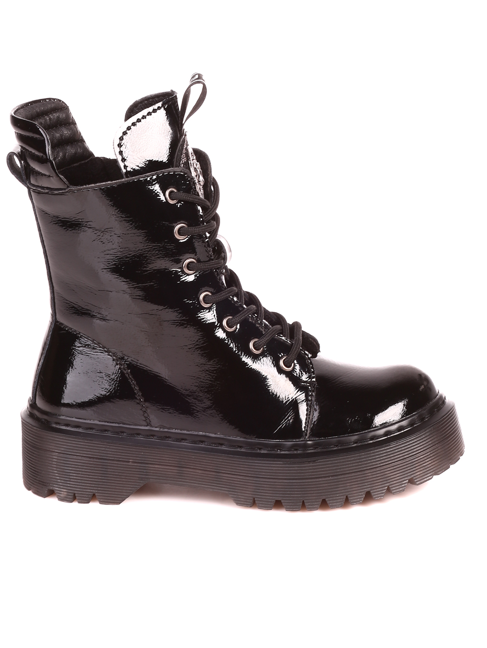 Дамски лачени боти в черно 2AF-21585 all black
