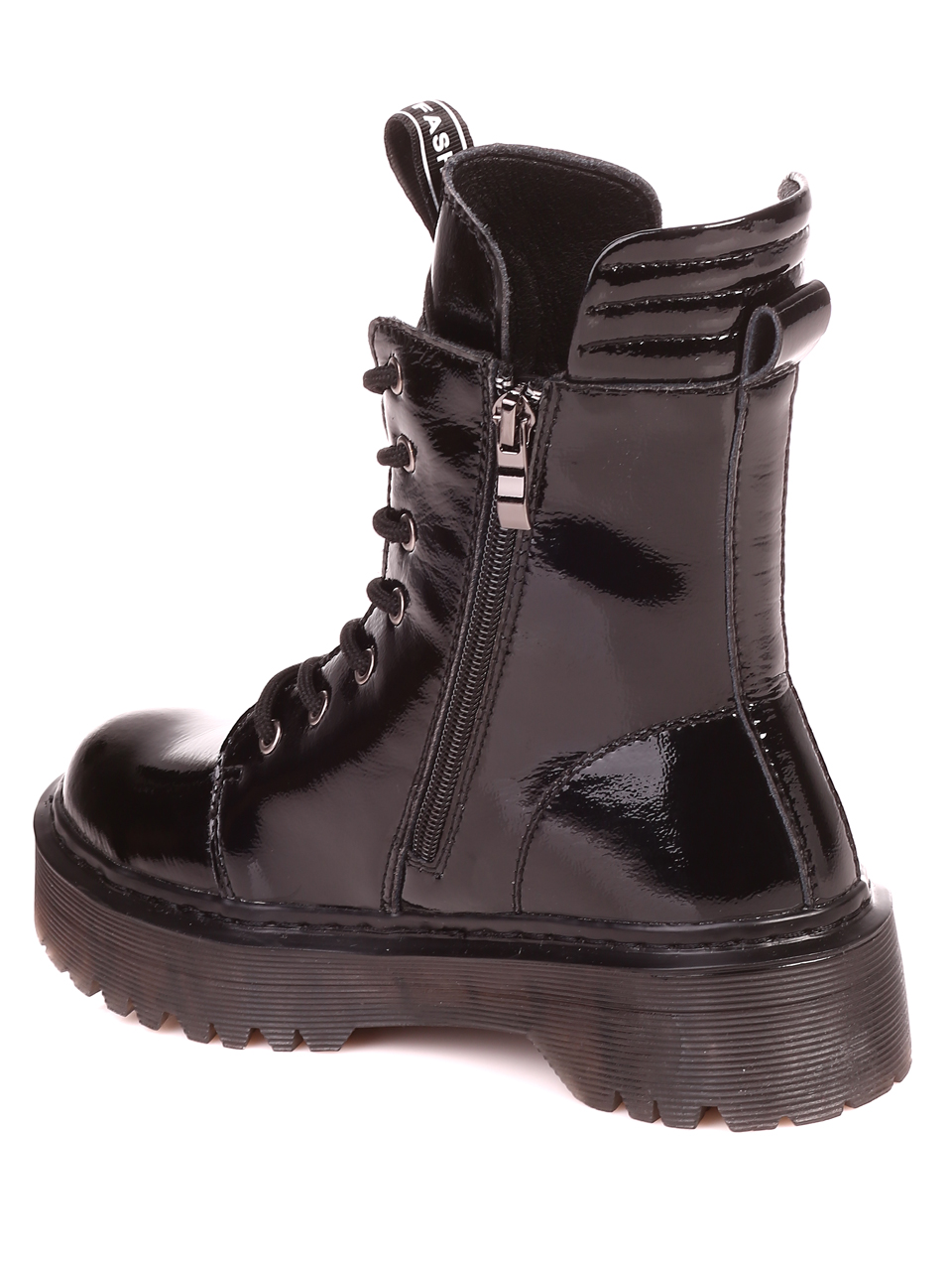 Дамски лачени боти в черно 2AF-21585 all black