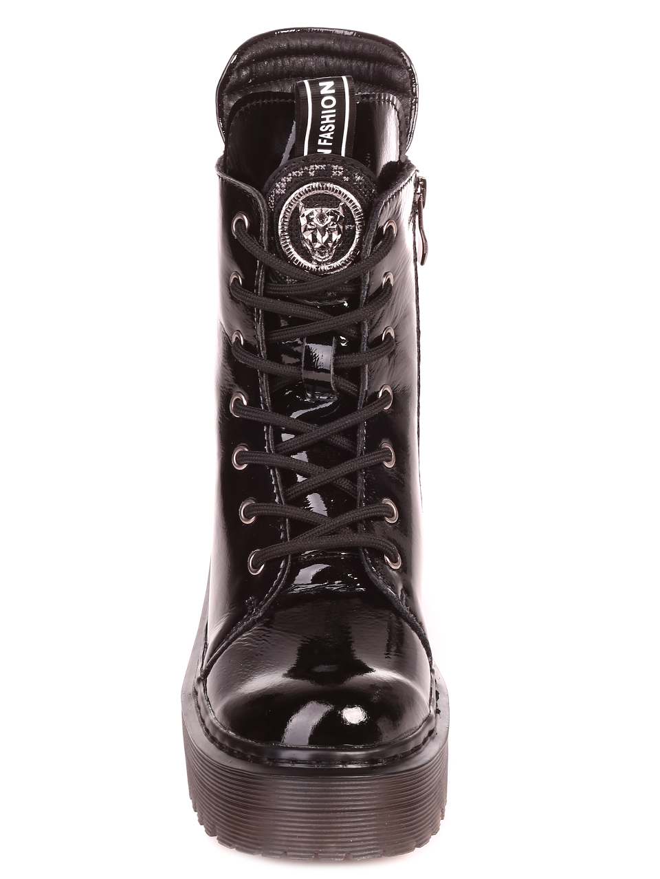 Дамски лачени боти в черно 2AF-21585 all black