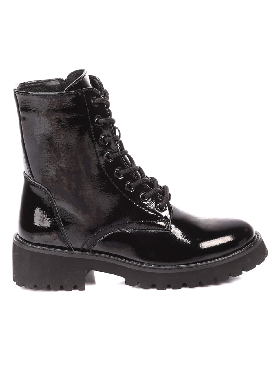 Дамски лачени боти от естествен лак в черно 2AF-21596 black patent