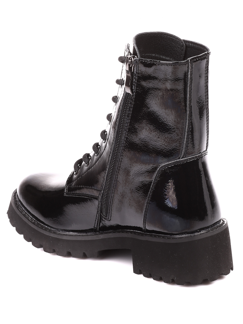 Дамски лачени боти от естествен лак в черно 2AF-21596 black patent