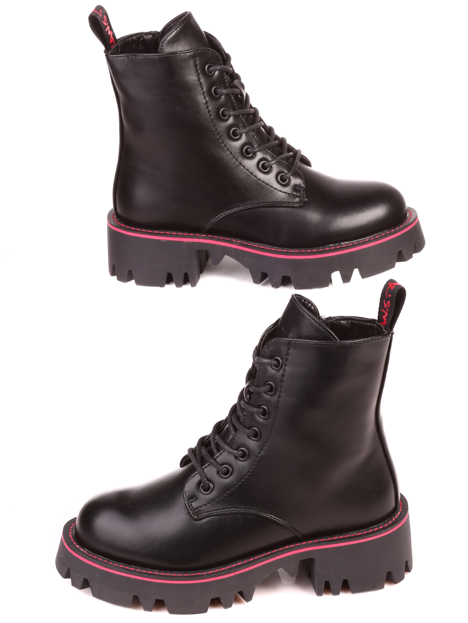 Ежедневни дамски боти в черно 2P-21681 black/red