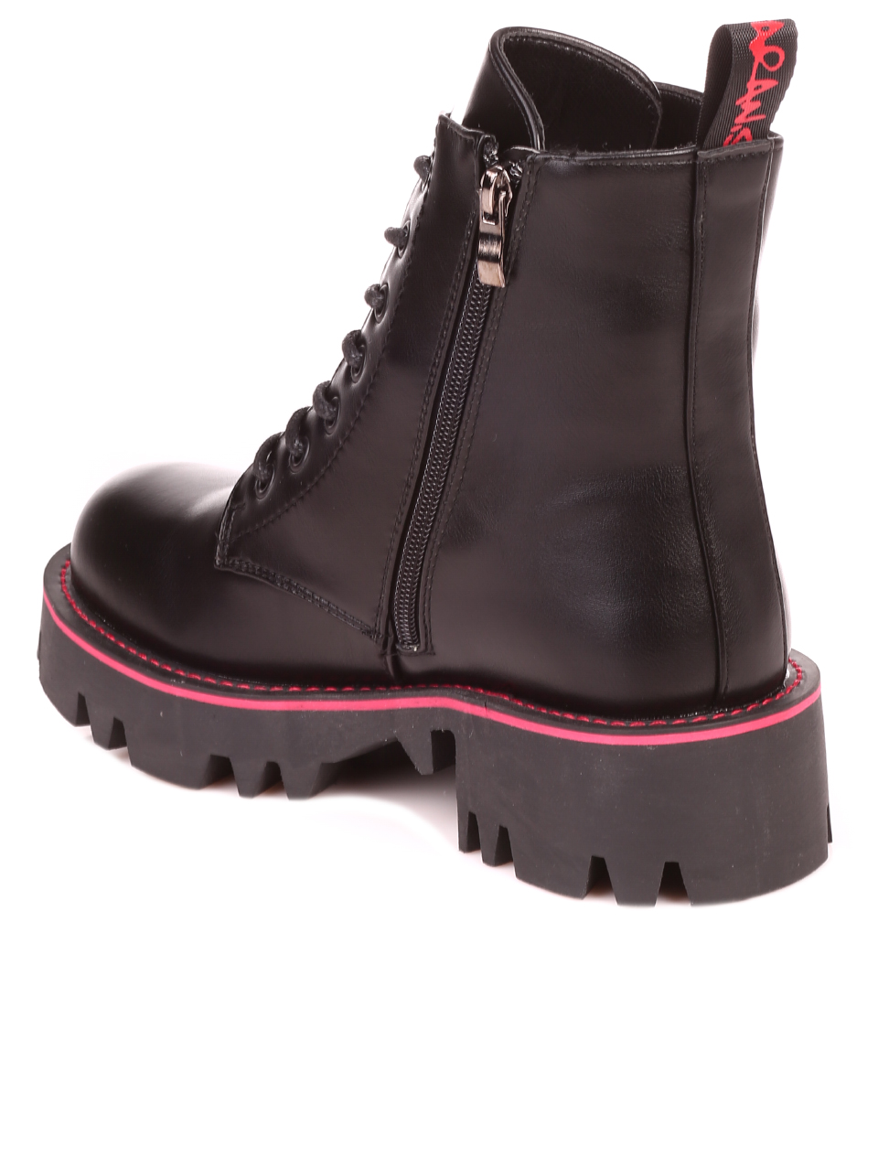 Ежедневни дамски боти в черно 2P-21681 black/red