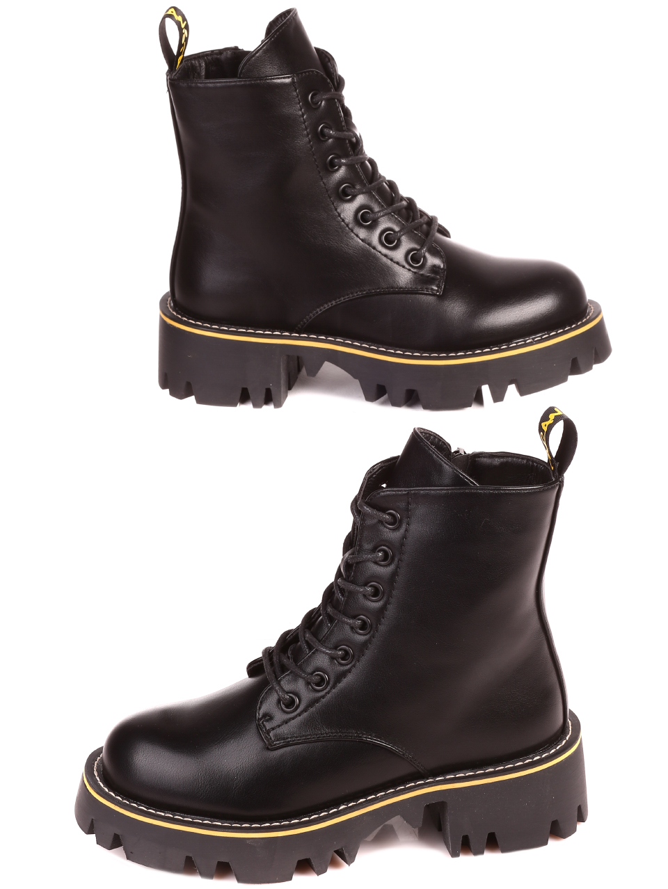 Ежедневни дамски боти в черно 2P-21681 black/yellow