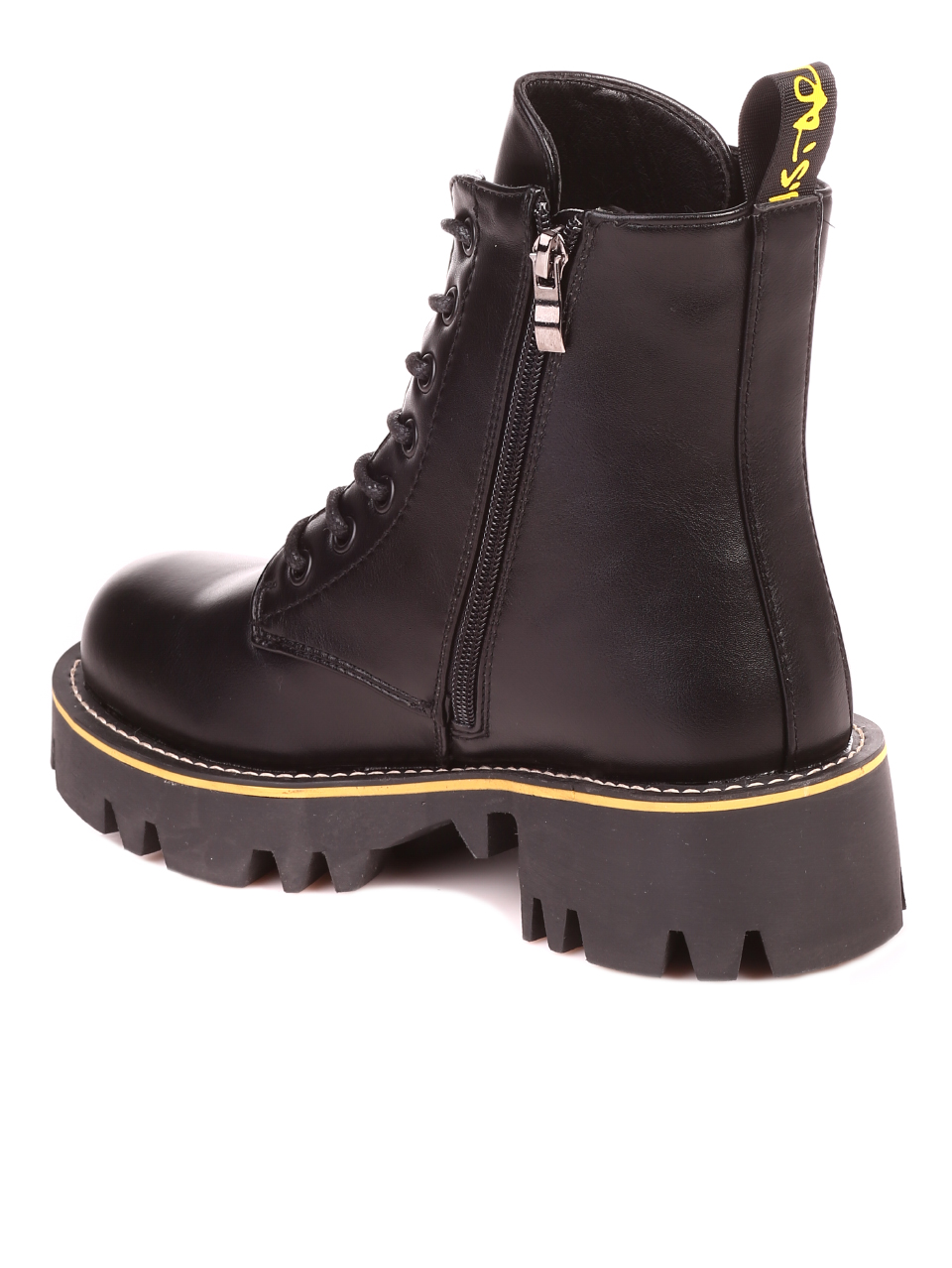 Ежедневни дамски боти в черно 2P-21681 black/yellow