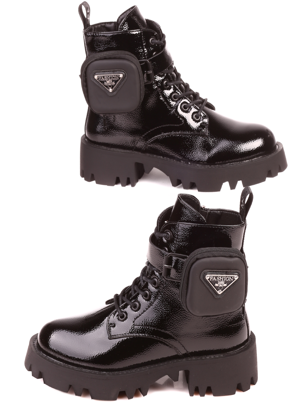 Ежедневни дамски боти в черно 2P-21682 black patent