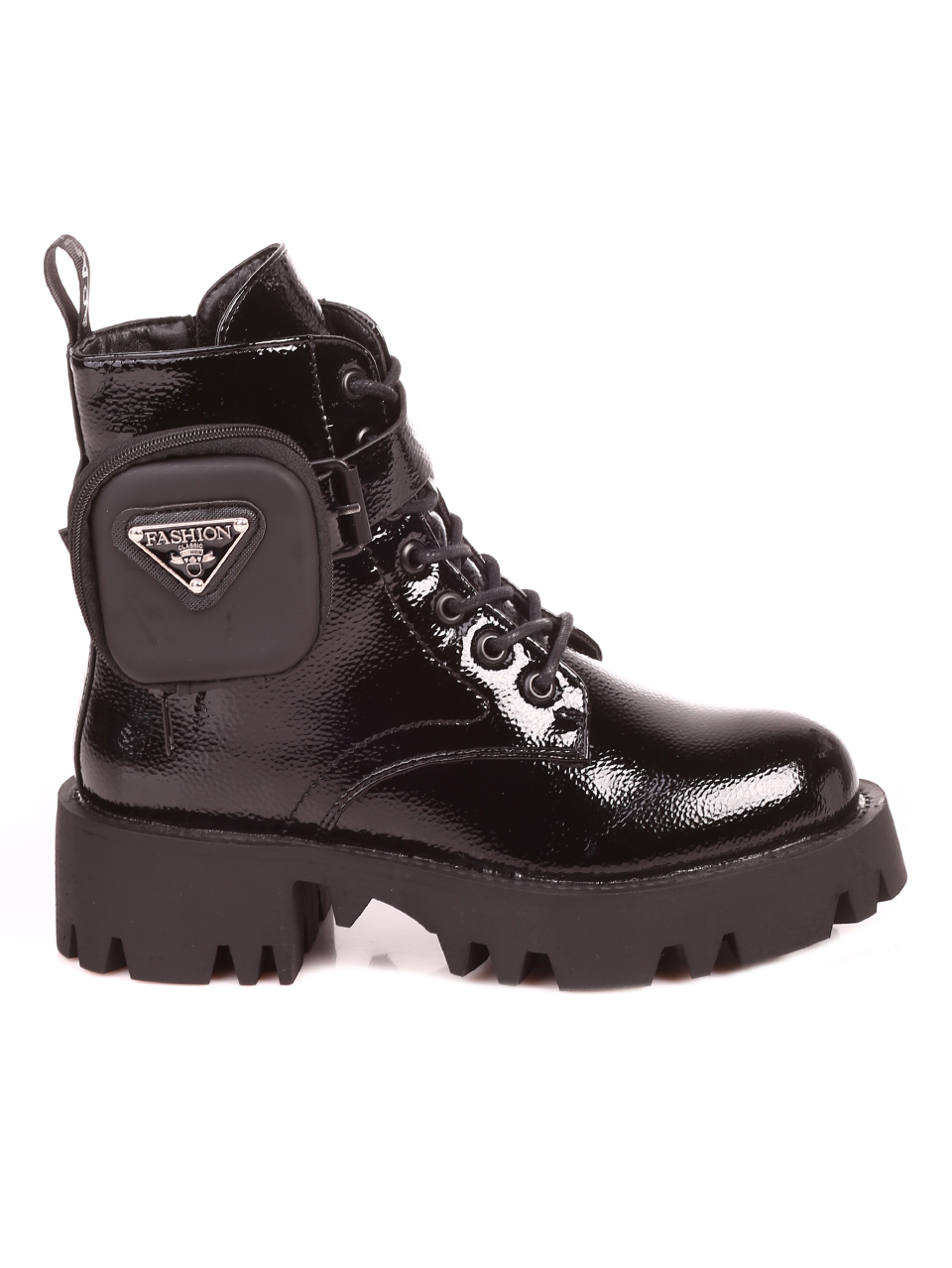 Ежедневни дамски боти в черно 2P-21682 black patent