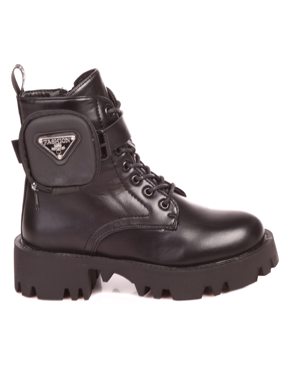 Ежедневни дамски боти в черно 2P-21682 black pu