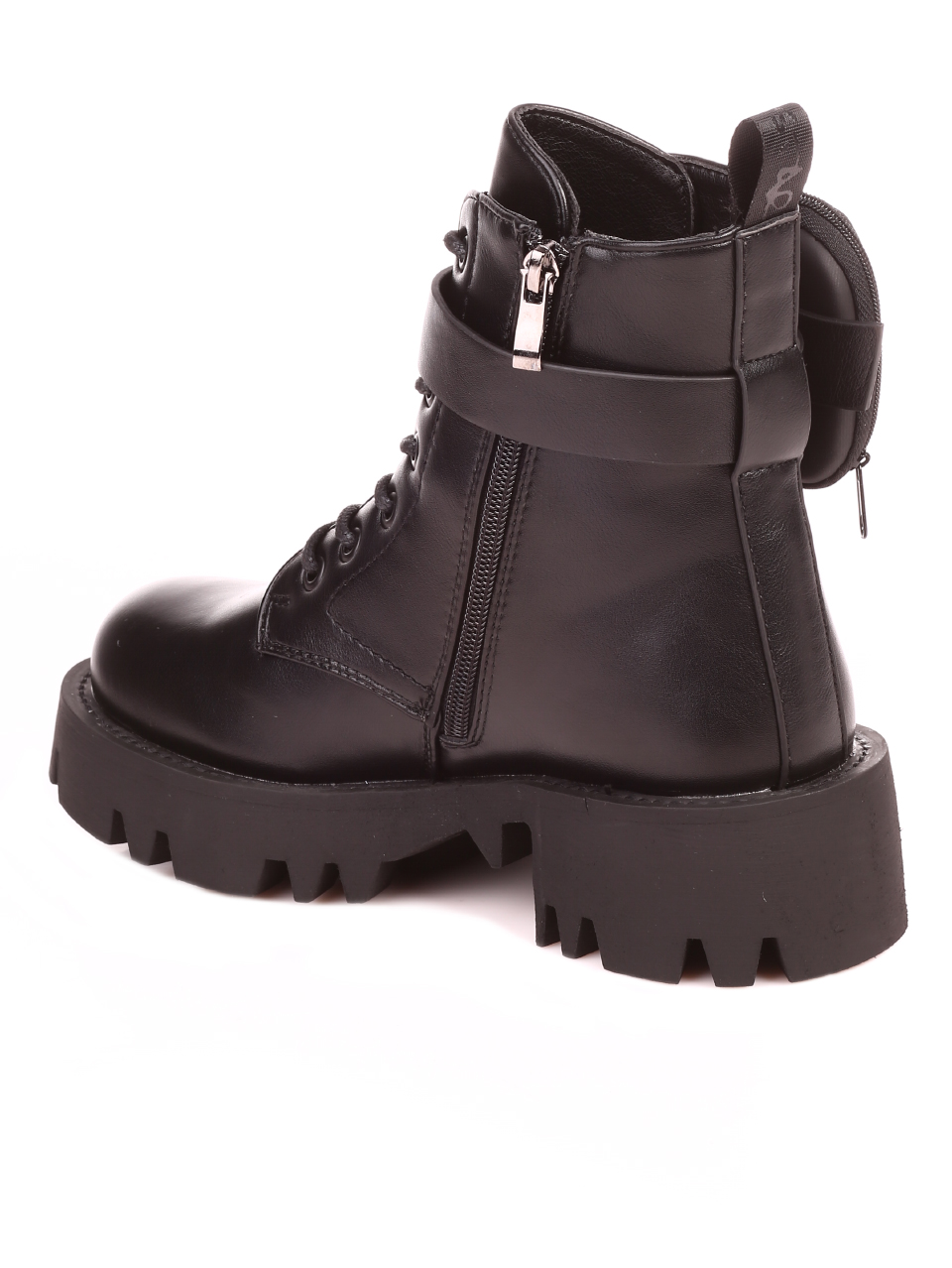 Ежедневни дамски боти в черно 2P-21682 black pu