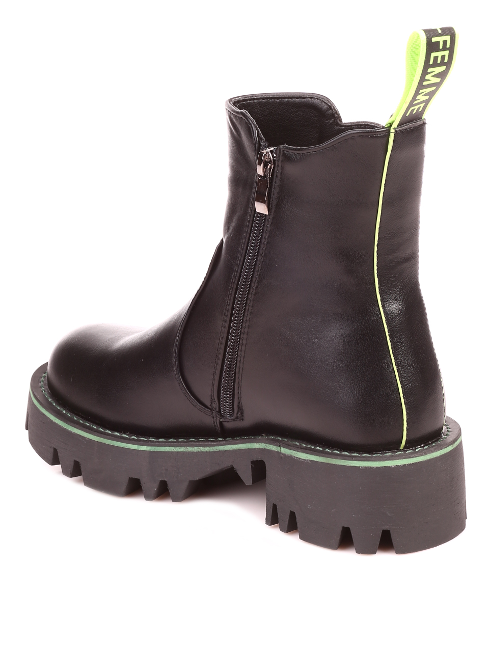 Ежедневни дамски боти в черно 2P-21683 black/green