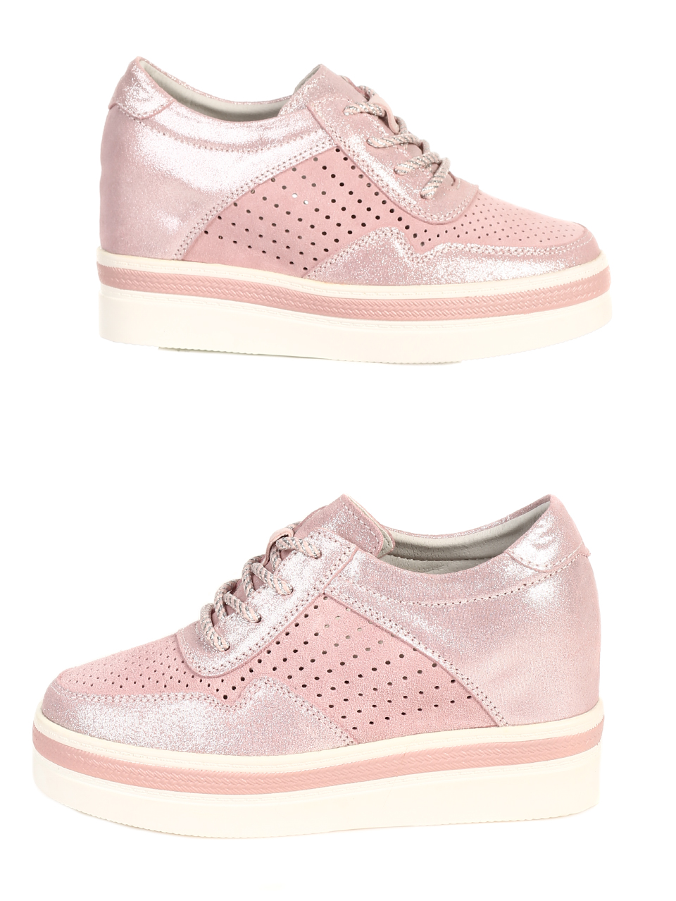 Ежедневни дамски обувки от естествена кожа в розово 8-1823-3 pink