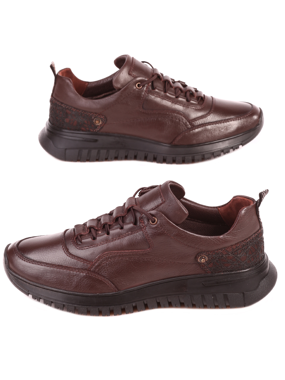 Ежедневни мъжки обувки от естествена кожа 7AT-21851 brown