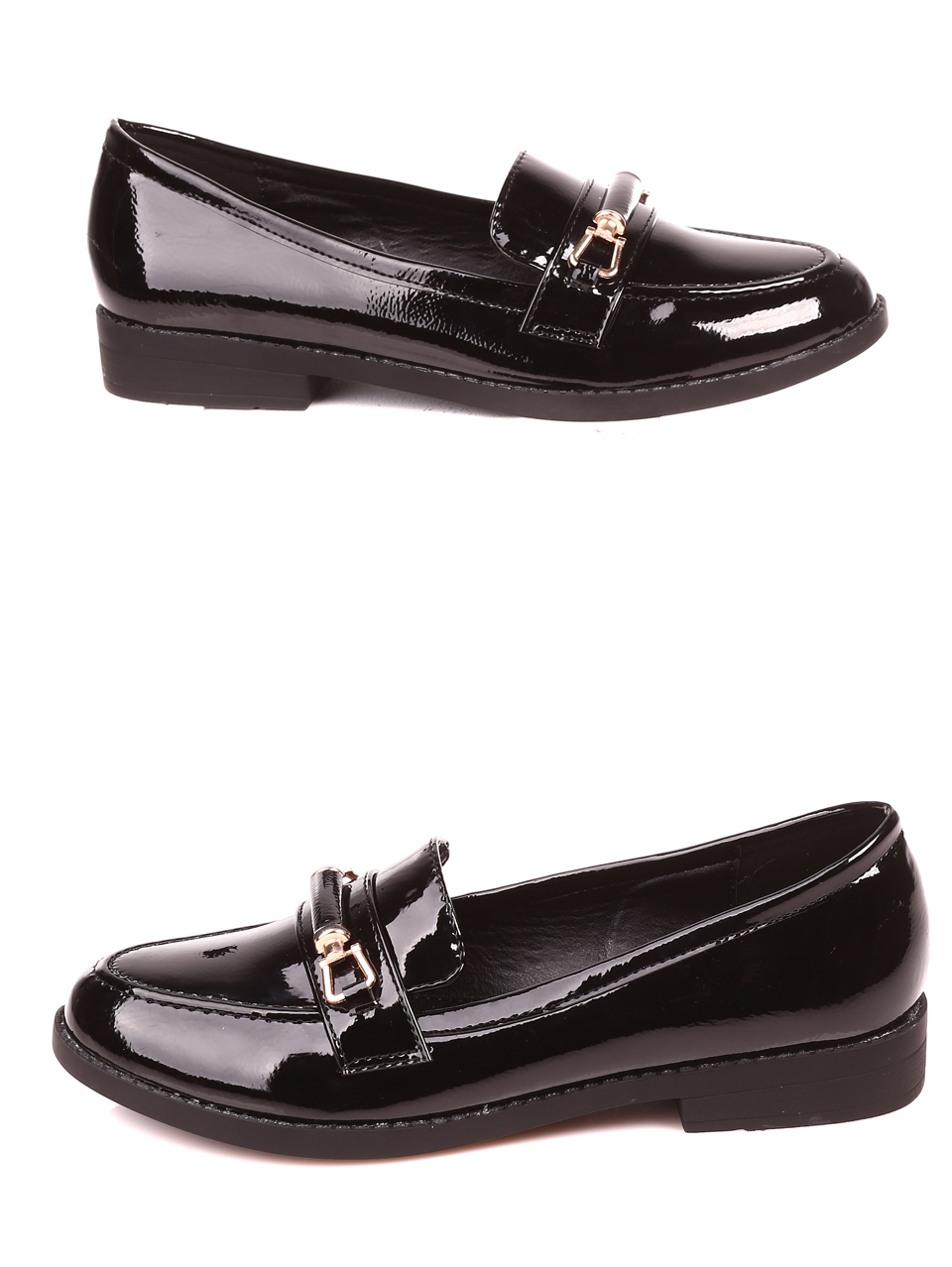 Ежедневни дамски лачени обувки в черно 3M-21820 black