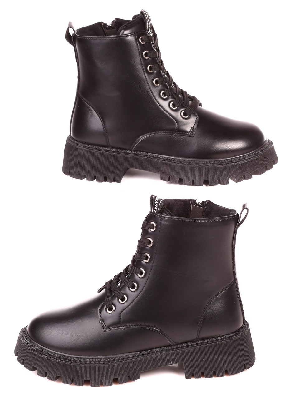Ежедневни дамски боти в черно 2U-21731 black pu