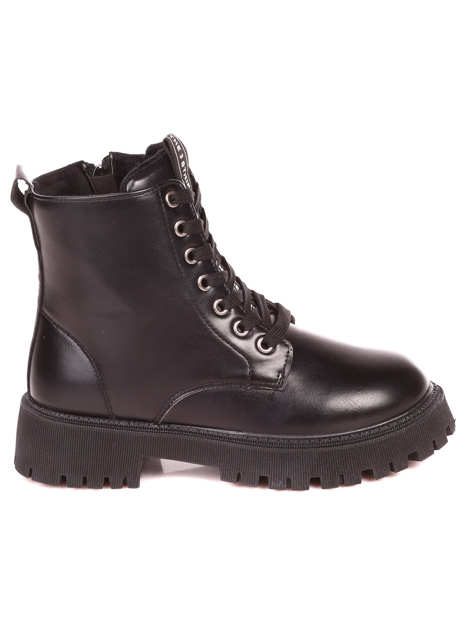 Ежедневни дамски боти в черно 2U-21731 black pu
