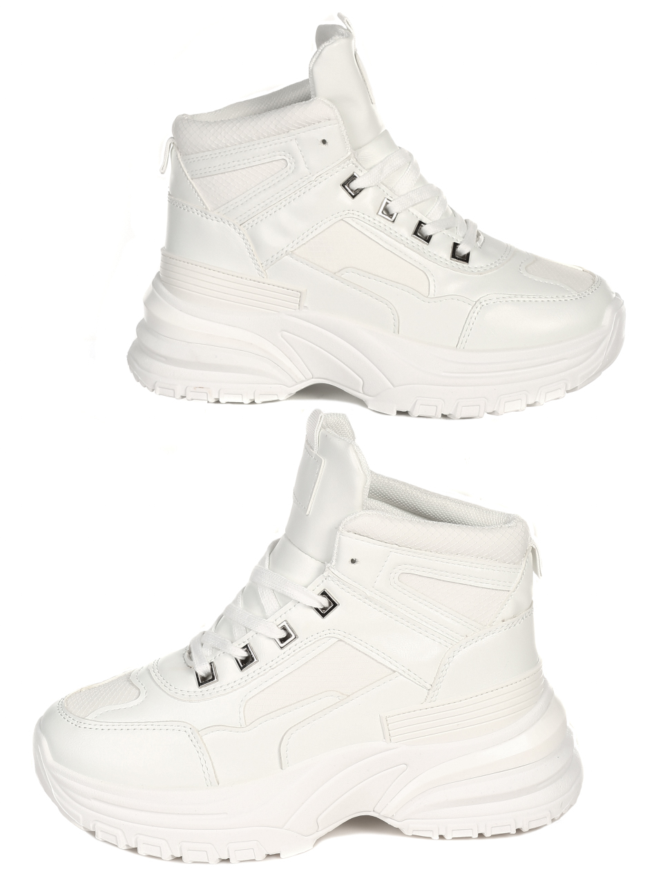 Ежедневни дамски топли боти на платформа в бяло 2U-21693 white