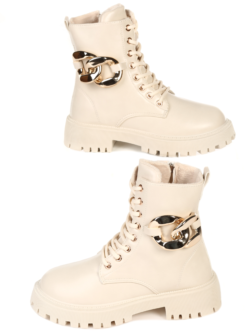 Ежедневни дамски боти в бежово 2U-21694 beige