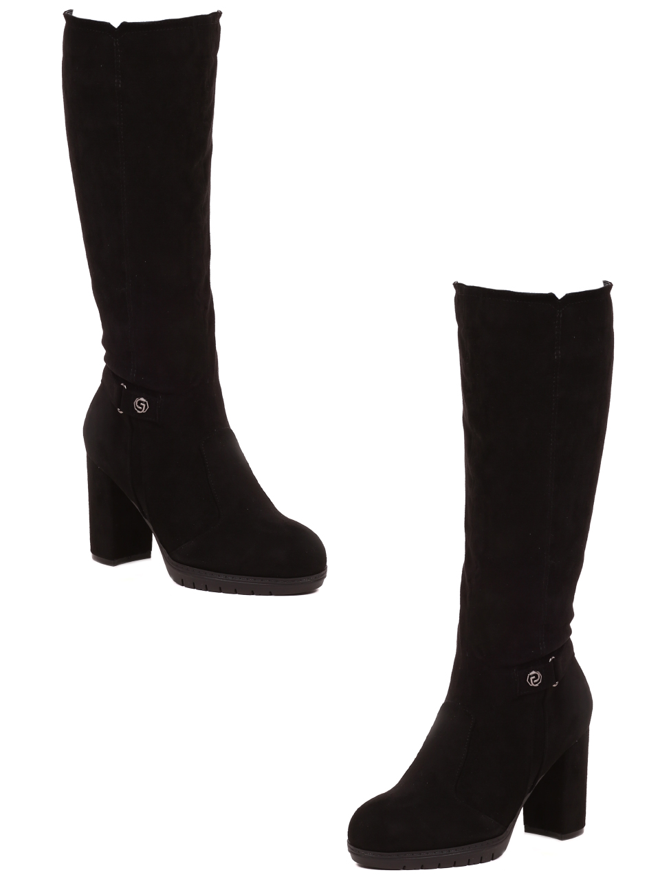 Елегантни дамски ботуши в черно 1M-21730 black microfiber