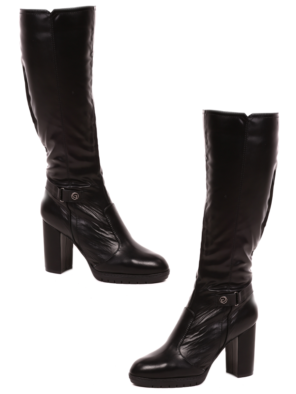 Елегантни дамски ботуши в черно 1M-21730 black pu