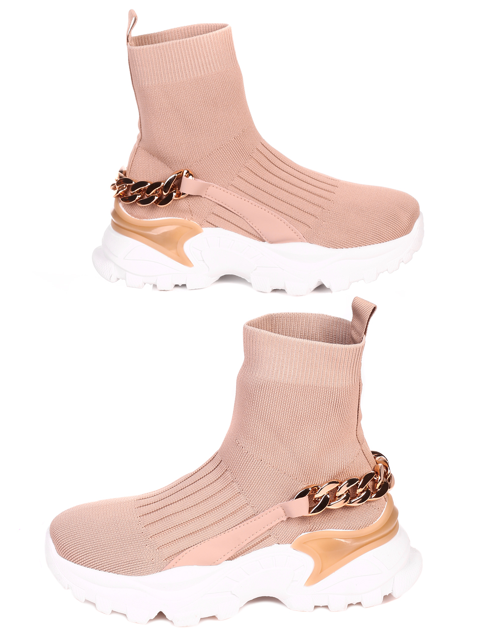Ежедневни дамски боти на платформа в бежово 2U-21834 beige
