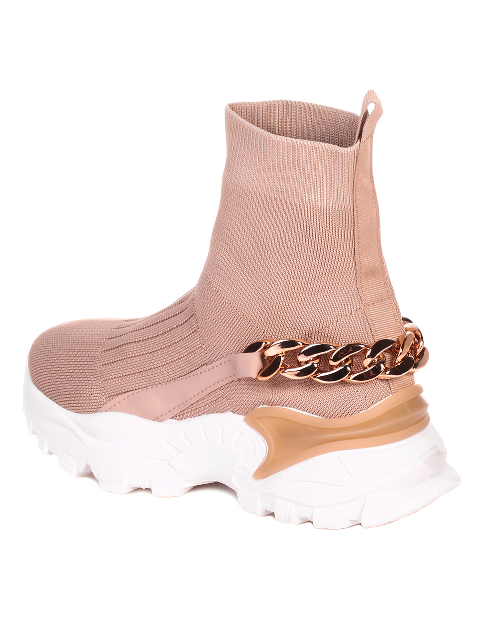 Ежедневни дамски боти на платформа в бежово 2U-21834 beige