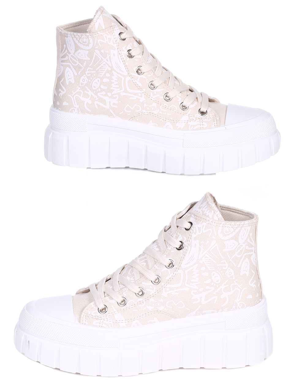 Ежедневни дамски боти в бежово 2U-22033 beige