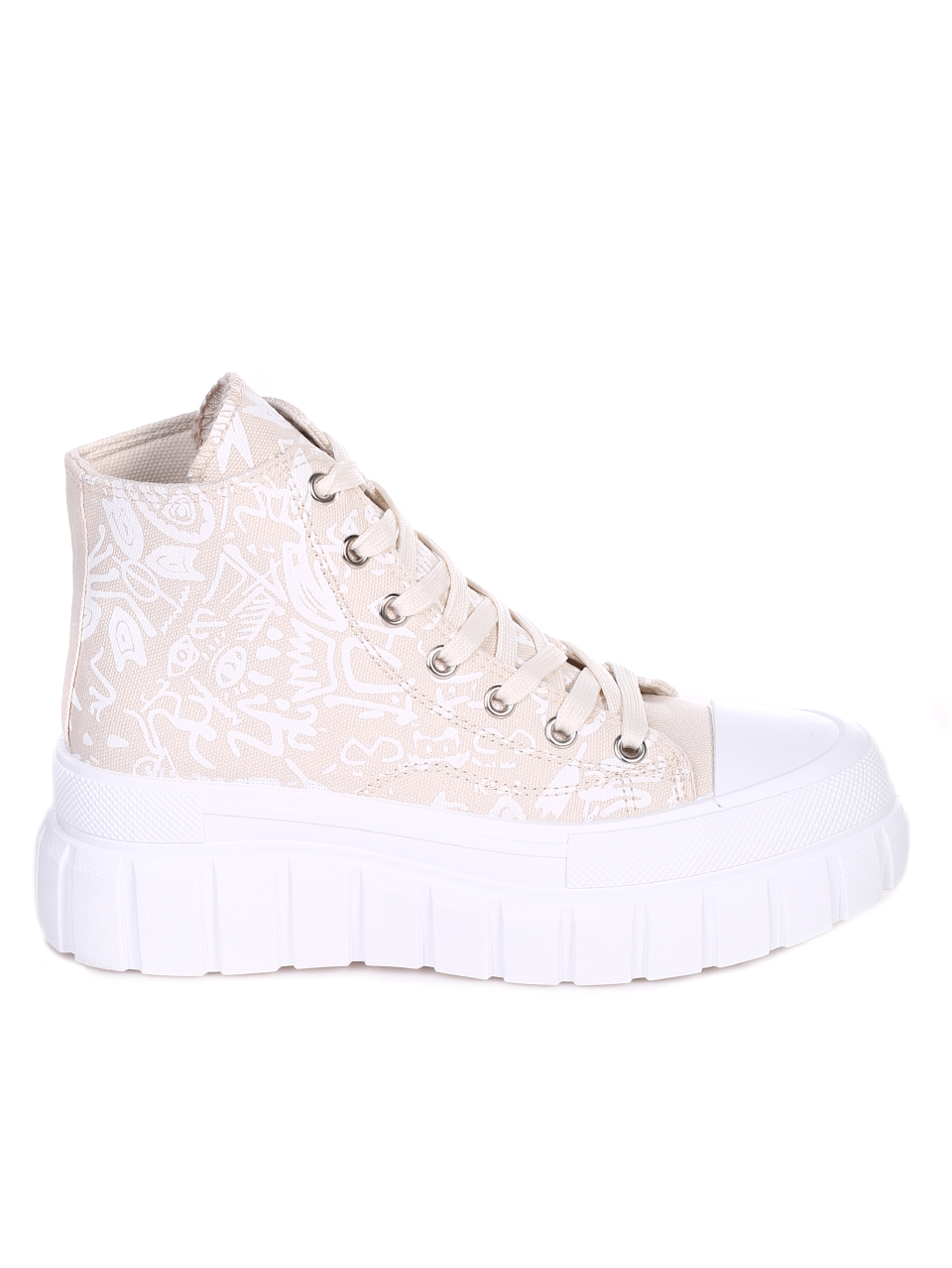 Ежедневни дамски боти в бежово 2U-22033 beige