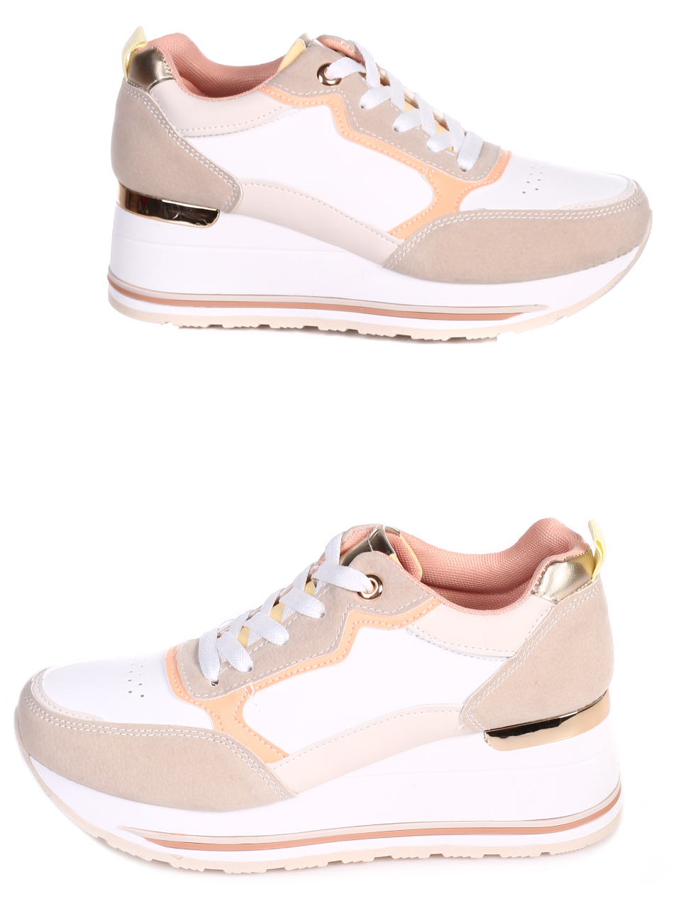 Ежедневни дамски обувки на платформа в бежово 3U-22024 beige