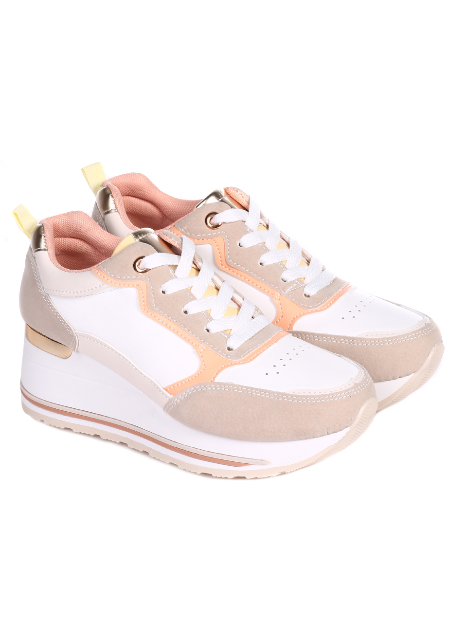 Ежедневни дамски обувки на платформа в бежово 3U-22024 beige