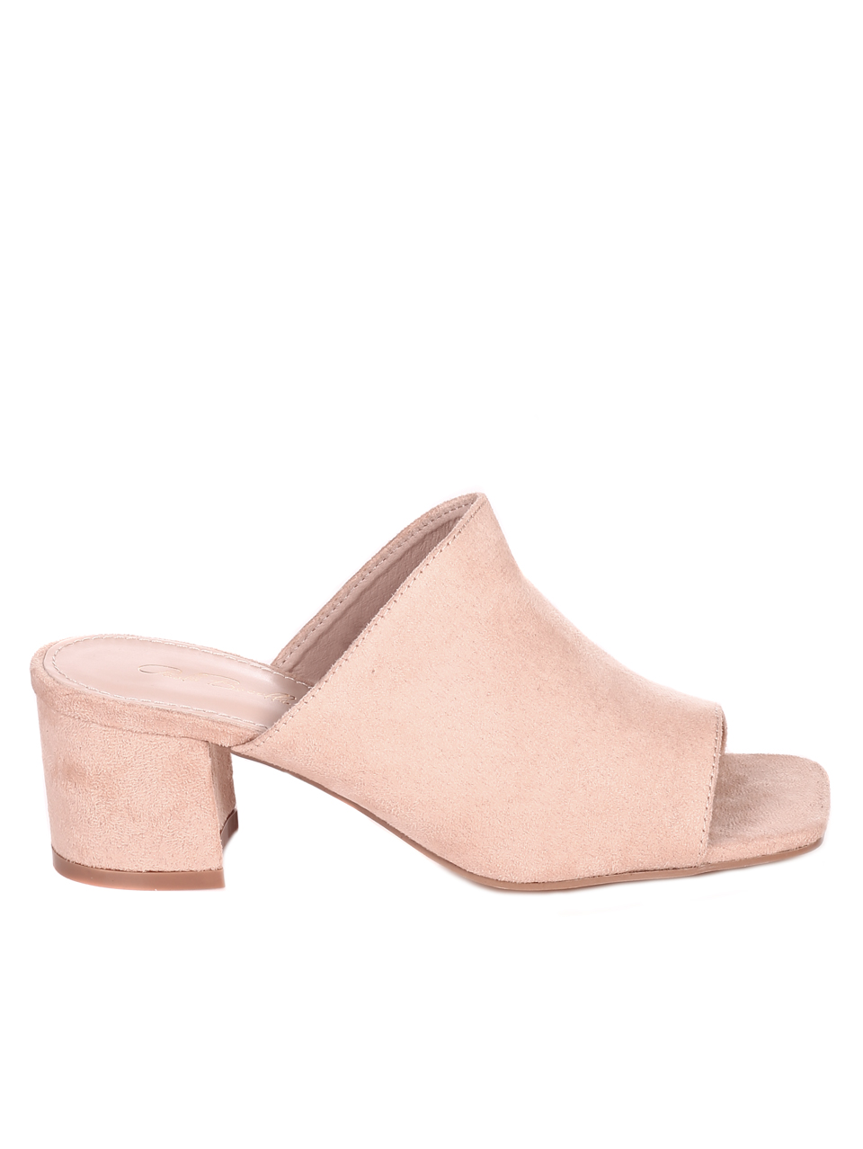 Ежедневни дамски чехли на ток в бежово 5M-22177 beige
