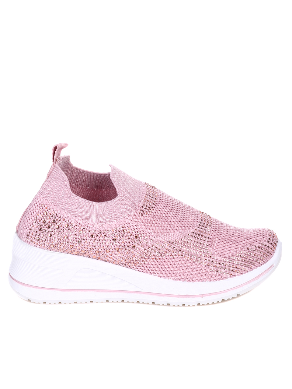 Ежедневни дамски обувки с декоративни камъни в розово 3U-22051 pink