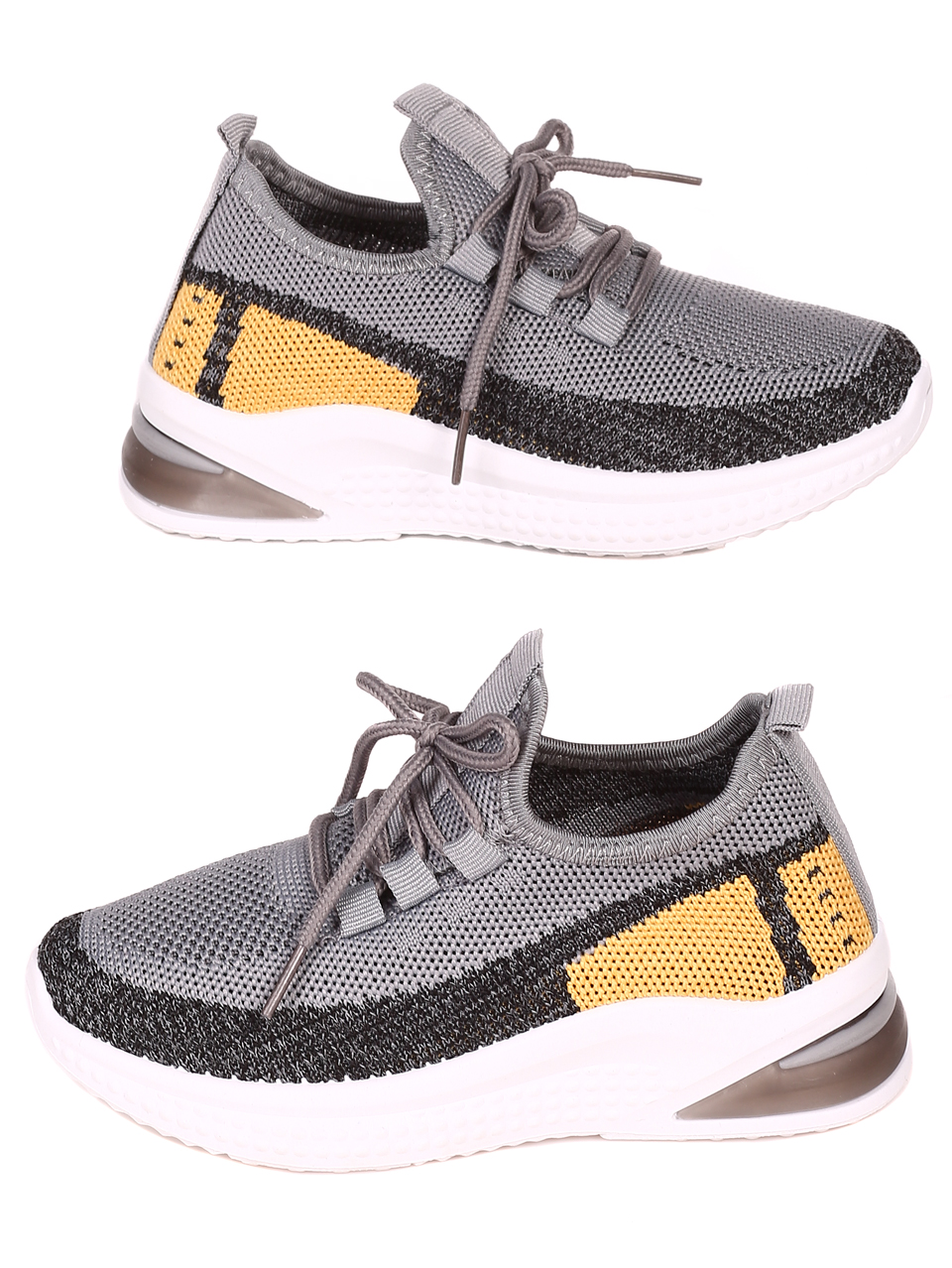 Ежедневни детски обувки в сиво и жълто 18U-22058 grey/yellow